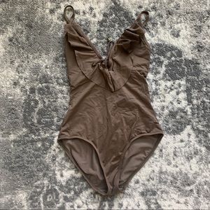 Ruffle front one piece